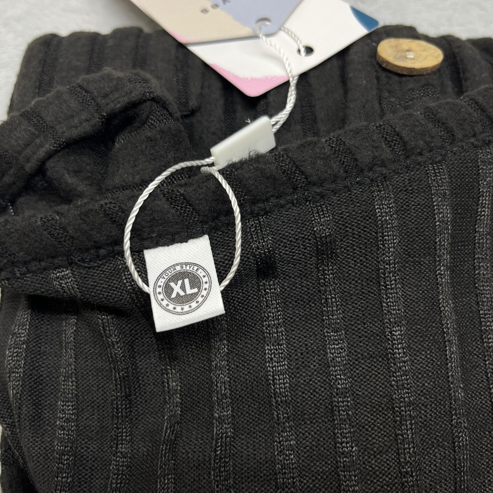 Askyes Ribbed Button Front‎ Womens Cardigan XL Black Pockets - Picture 2 of 11